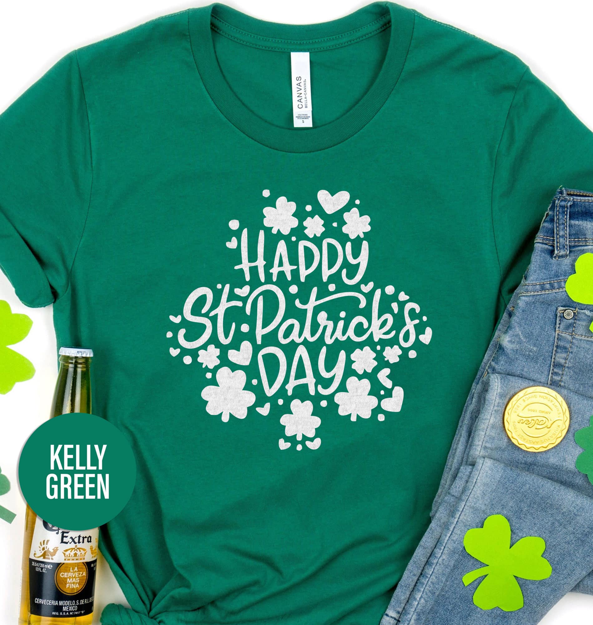 Happy St. Patricks Day Hearts and Clovers St. Patrick’s Day T shirt