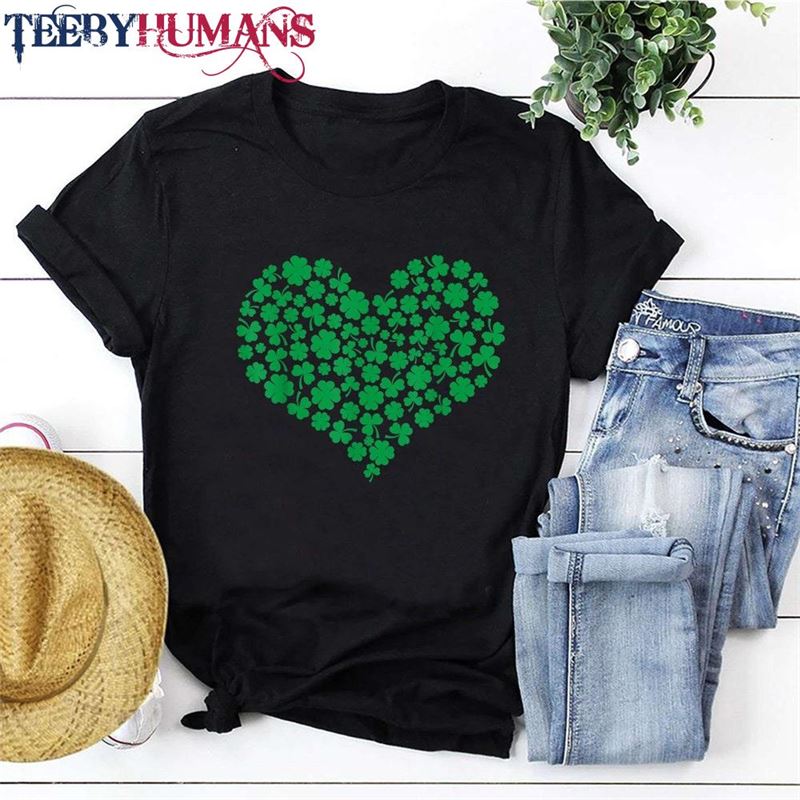 Heart Shamrock Lucky St Patricks T-Shirt Glitter Shirt Patrick Hoodie Sweatshirt