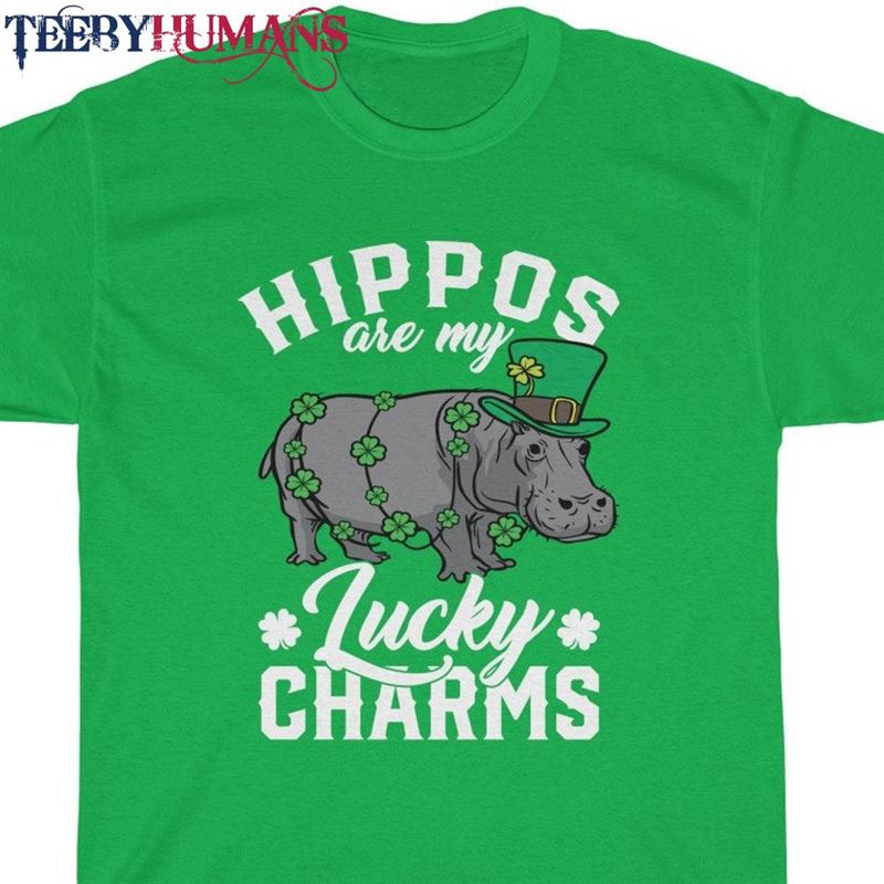 Hippos Are My Lucky Charms T-Shirt Funny Green St Patrick’s Day Hippopotamus Shirt Classic