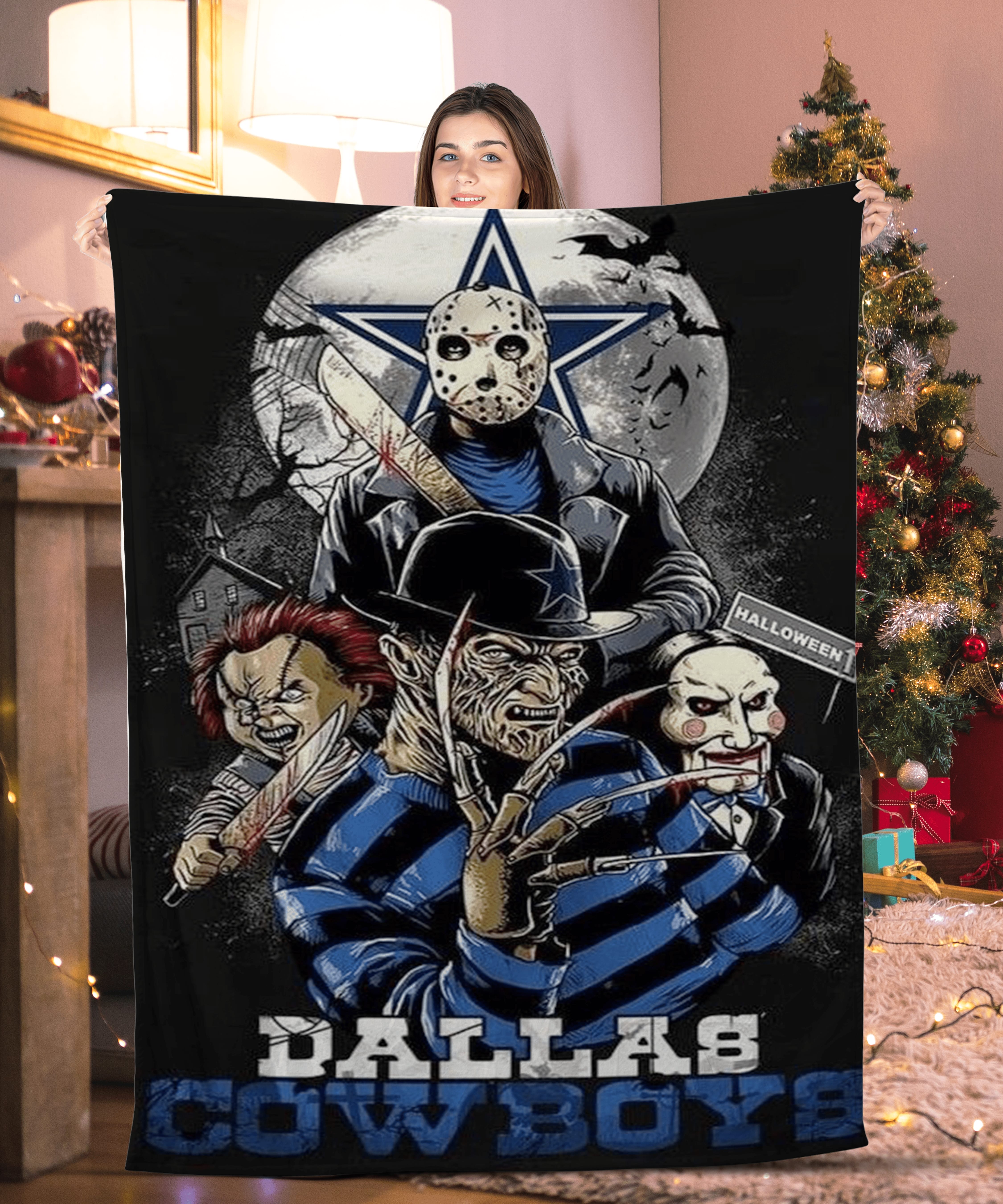 Horror Dallas Cowboys Happy Halloween Dallas Cowboys Blanket