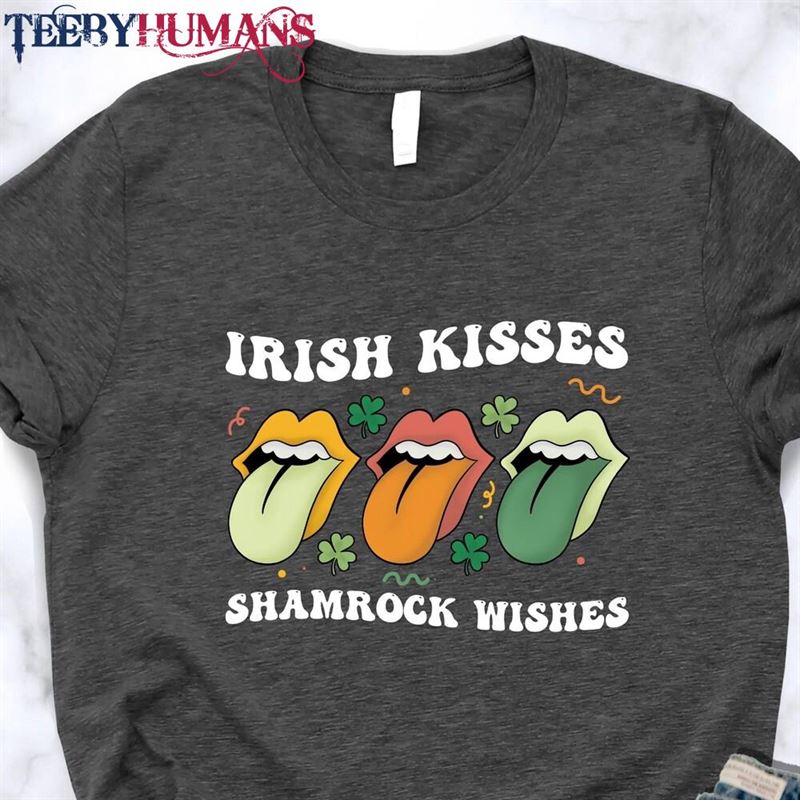 Irish Kisses Shamrock Wishes Shirt Ireland Flag T-Shirt Funny St Patricks Day Sweatshirt Unisex