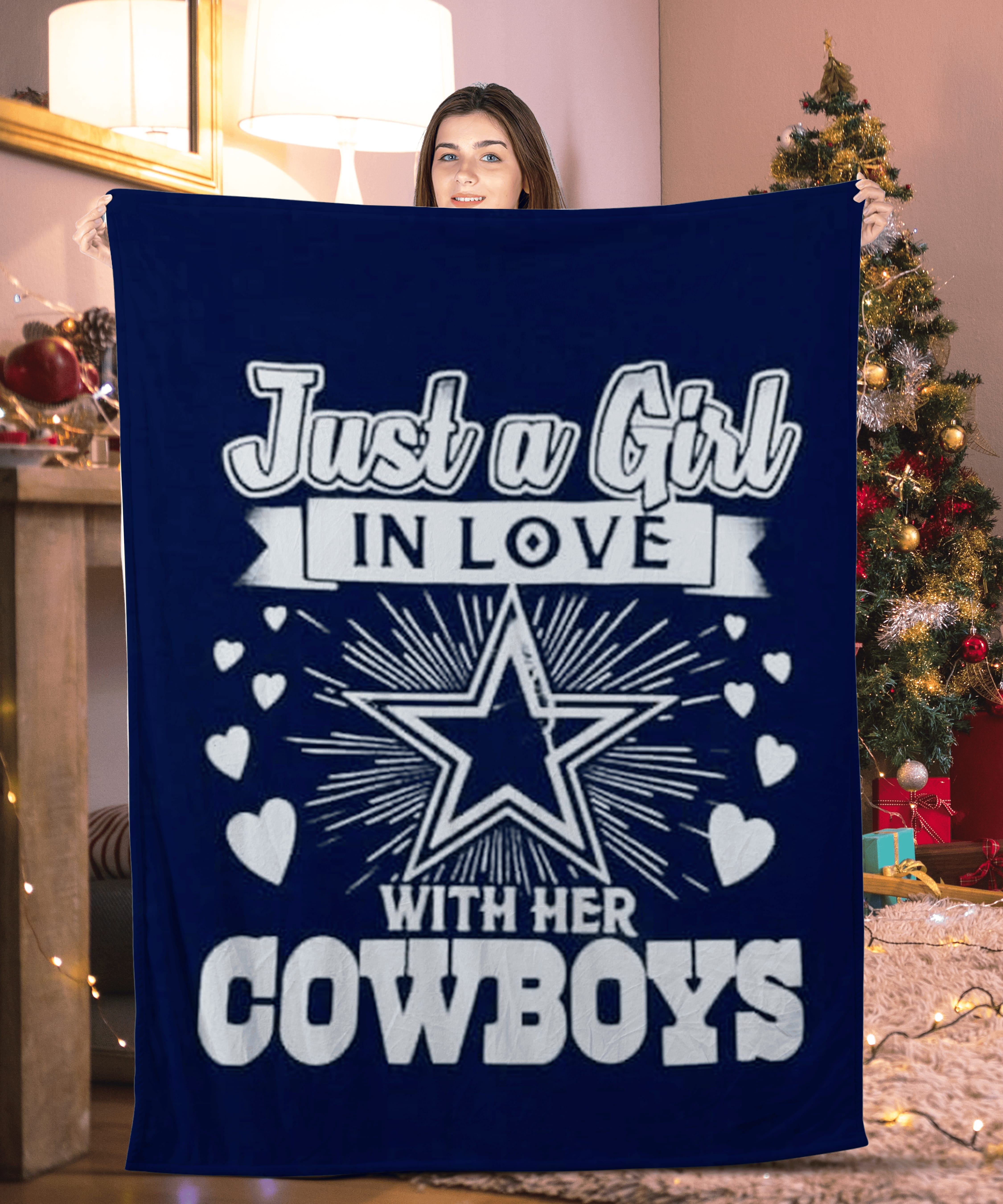 ”Just A Girl In Love With Her Cowboys” Dallas Cowboys Blanket