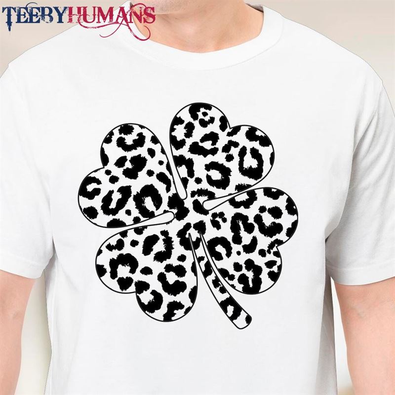 Leopard Pattern Lucky St Patrick’s Day 4 Clover Leaf Shirt T-Shirt Sweatshirt