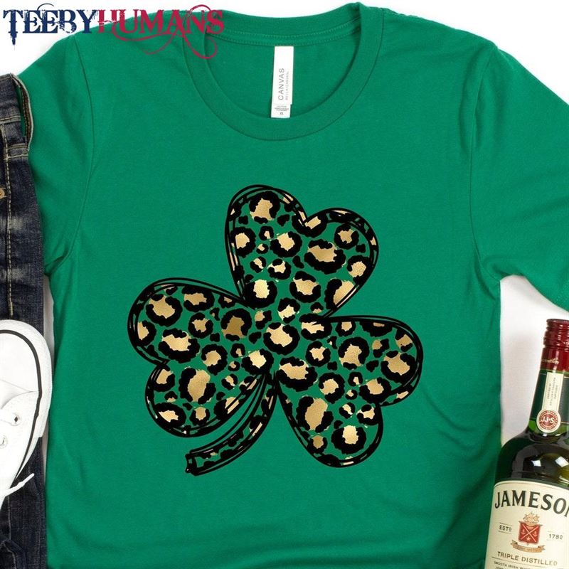 Leopard Shamrock Shirt St Patricks Day Unisex Classic