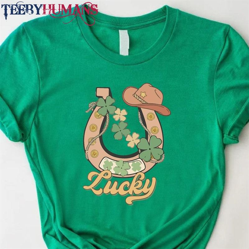 Lucky Horseshoe Shirt Western Cute St Patricks Classic Unisex