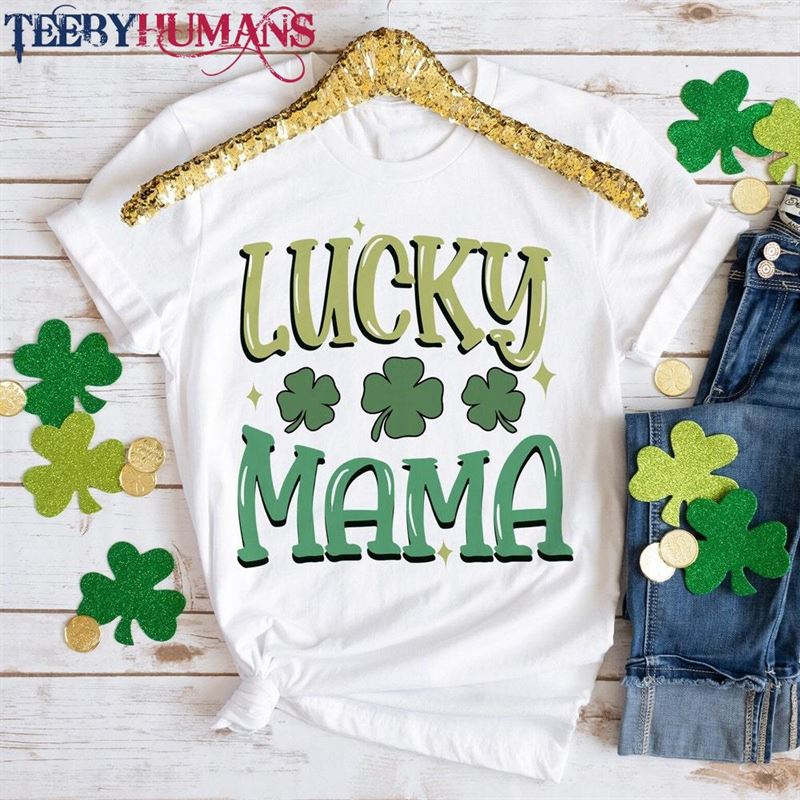 Lucky Mama Retro Style T-Shirt For Women Cute Shirt St Patrick Sweatshirt