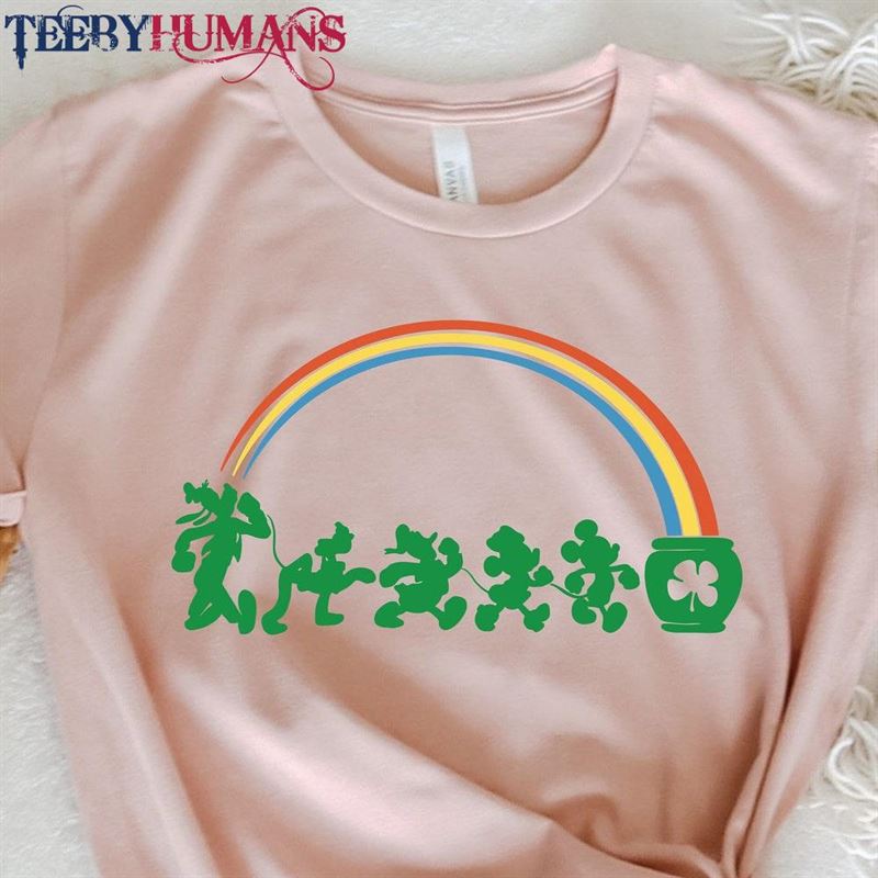 Lucky Rainbow T-Shirt Mouse And Friends Walk Saint Patrick’s Day Shirt Hoodie