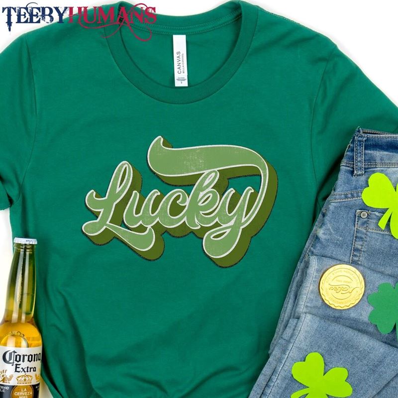 Lucky Vintage Green Shirt St Patricks Day Irish Gifts Hoodie Unisex