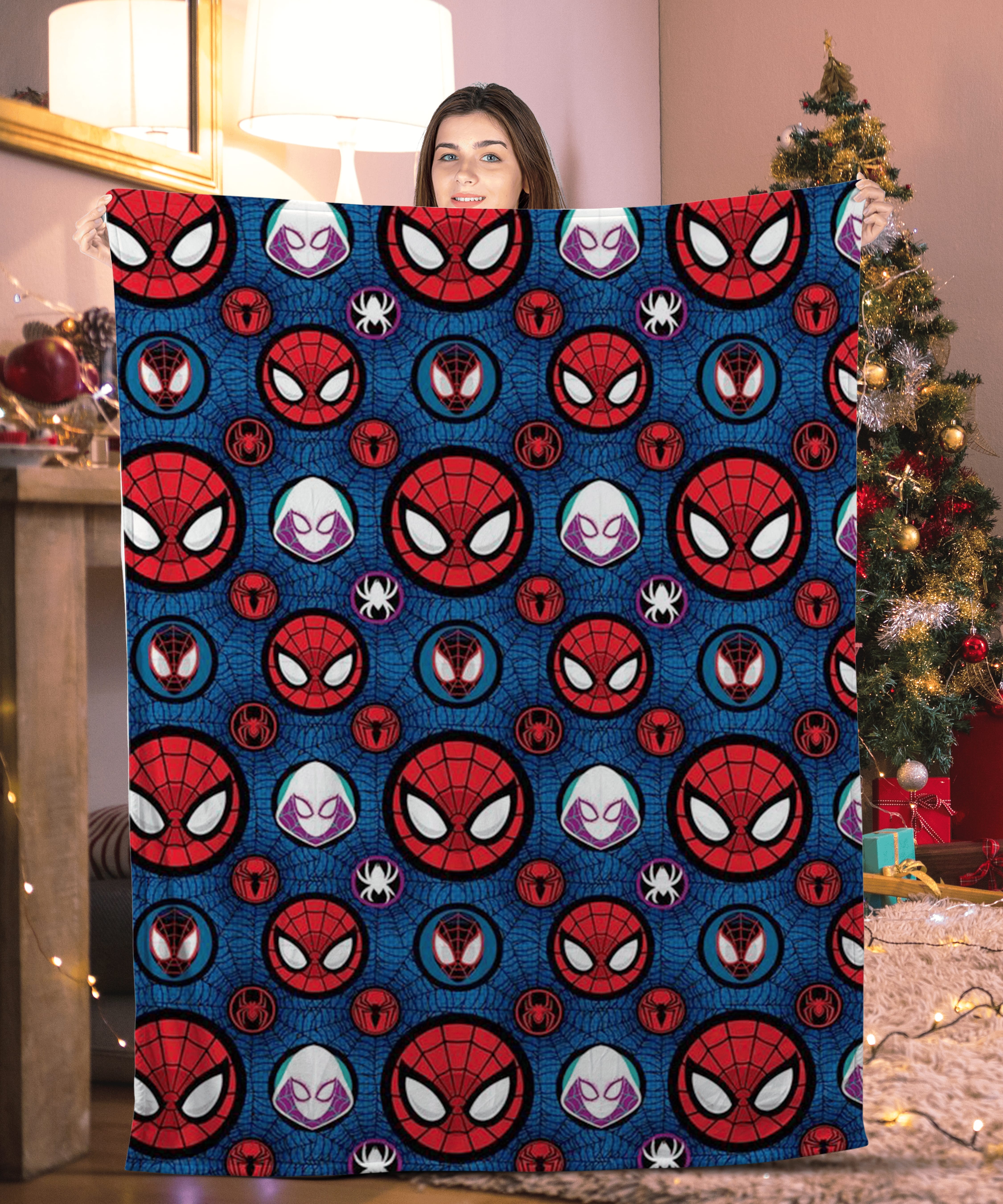 Marvel Spiderman Fleece Blanket Blue Bed Sofa Throw Novelty Gift Xmas