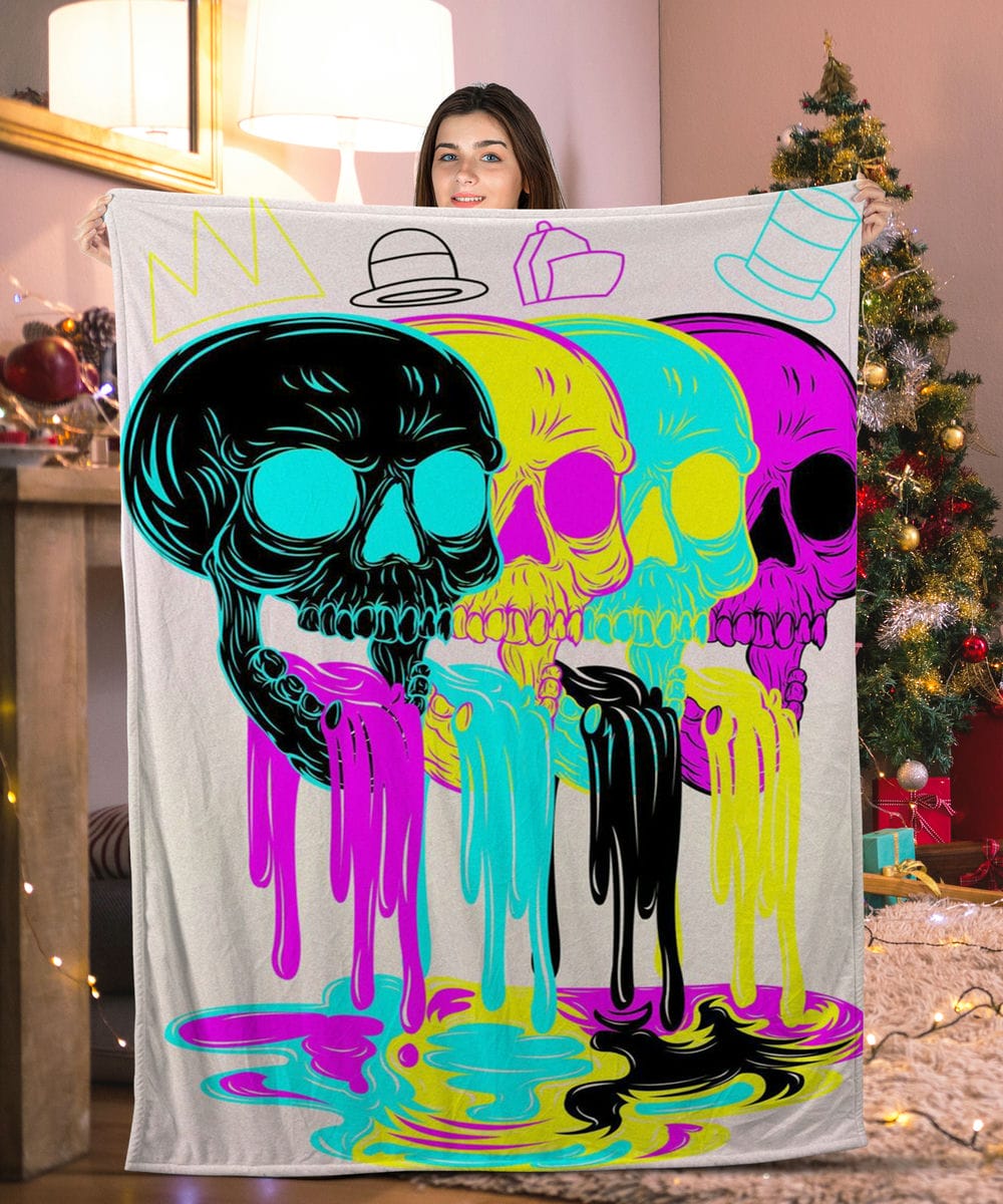 Neon Color Skulls Skull Blanket