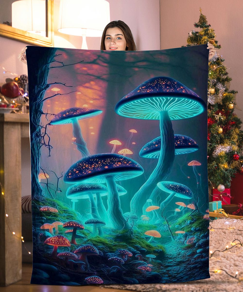 Neon Mushroom Mushroom Blanket