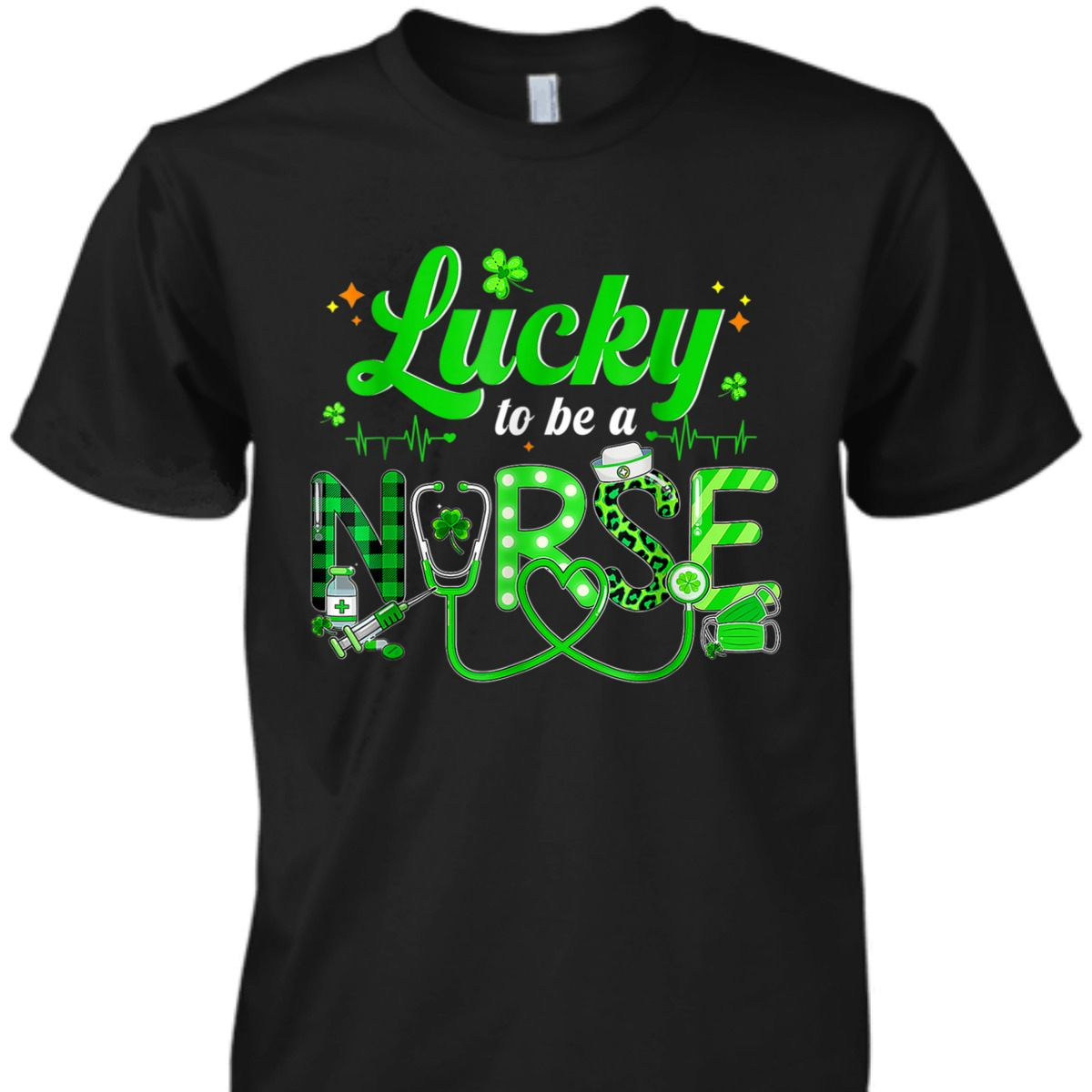 Nurse St Patricks Day Lucky Shamrocks Unisex Premium T-Shirt