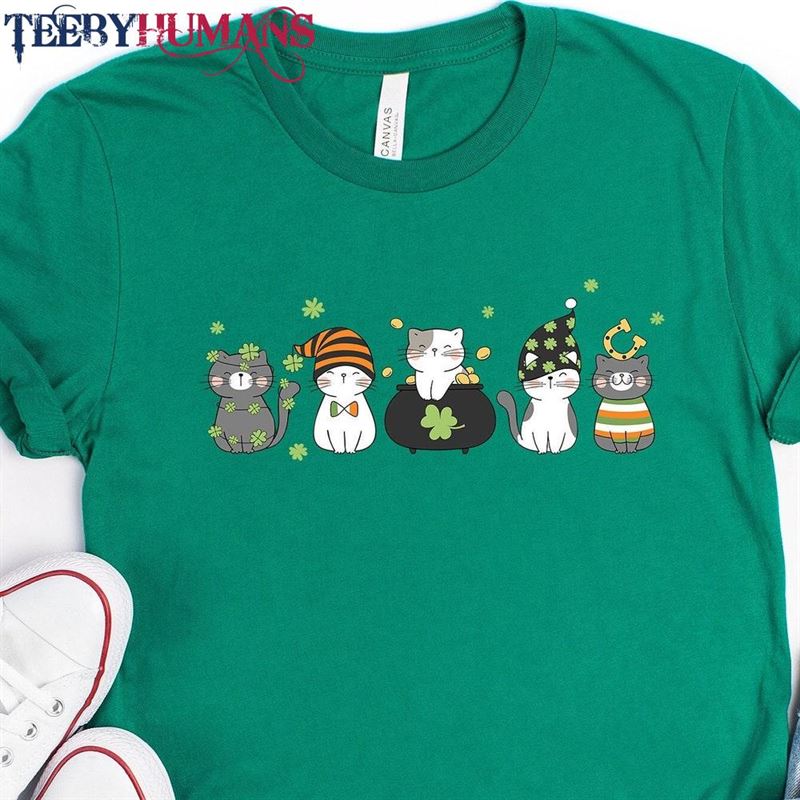 Patricks Day Cute Cats Shirt Funny Long Sleeve Cat Mom Sweatshirt Classic