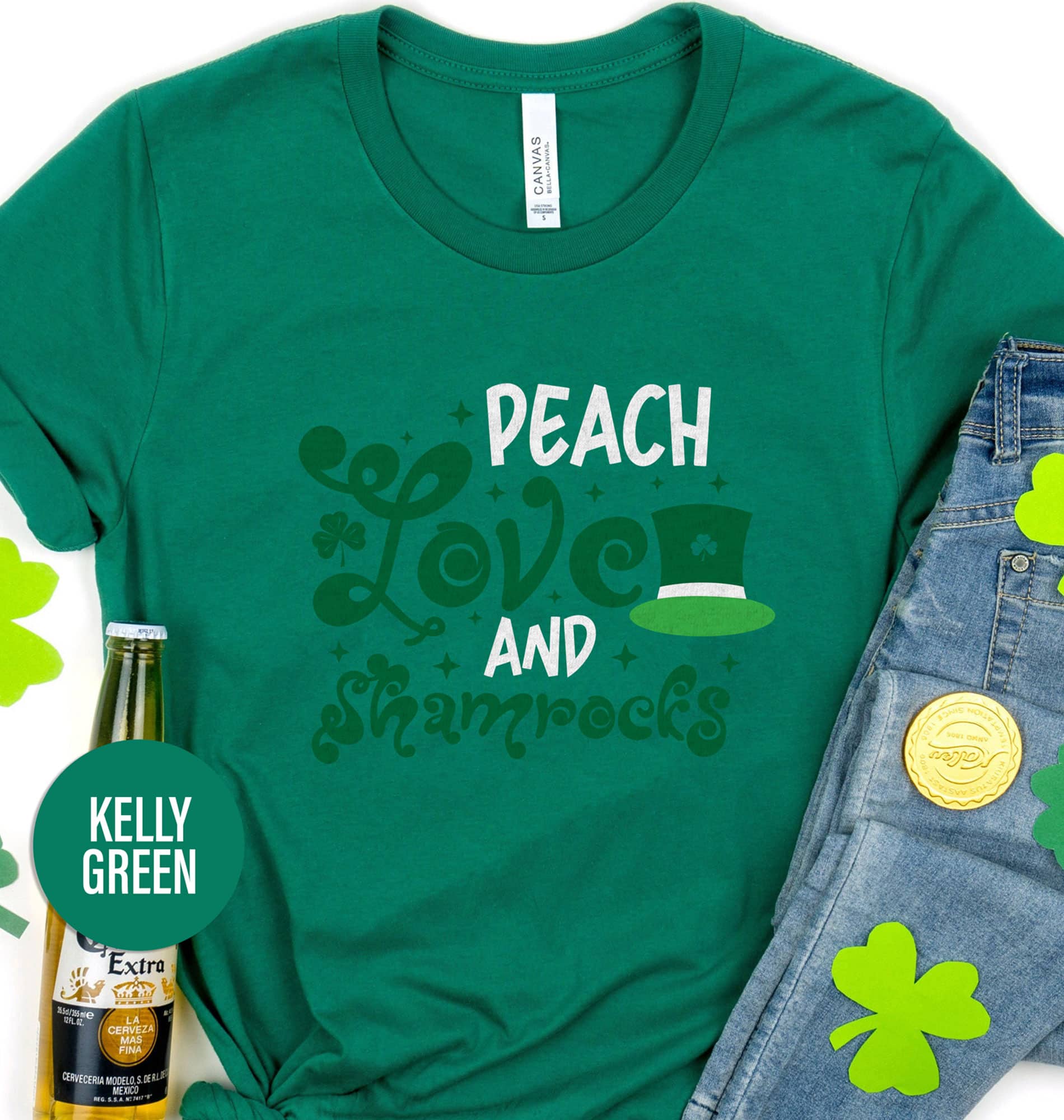 Peach Love and Shamrocks St. Patrick’s Day T shirt