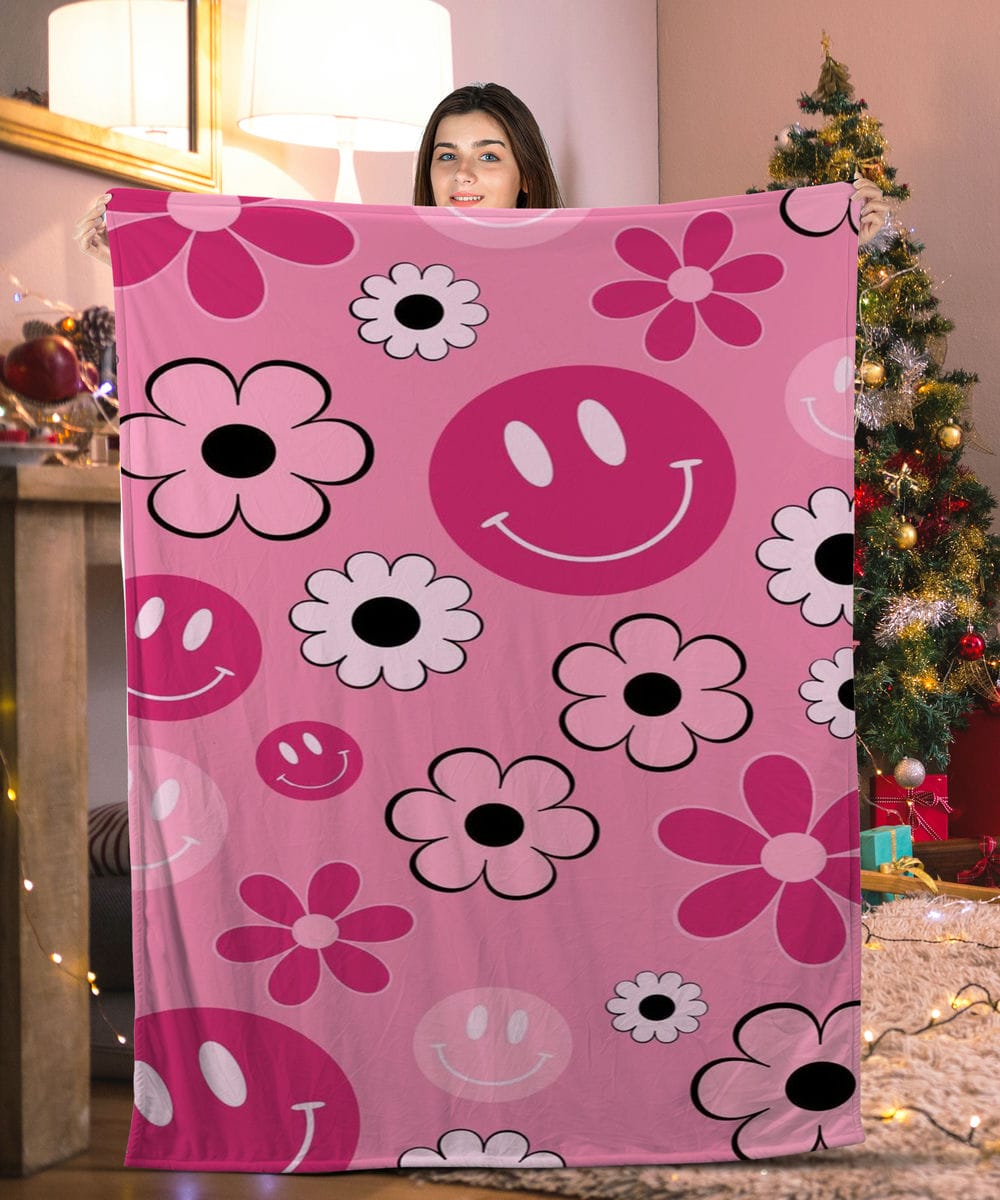 Pinky Smiley Face Simley Face Blanket