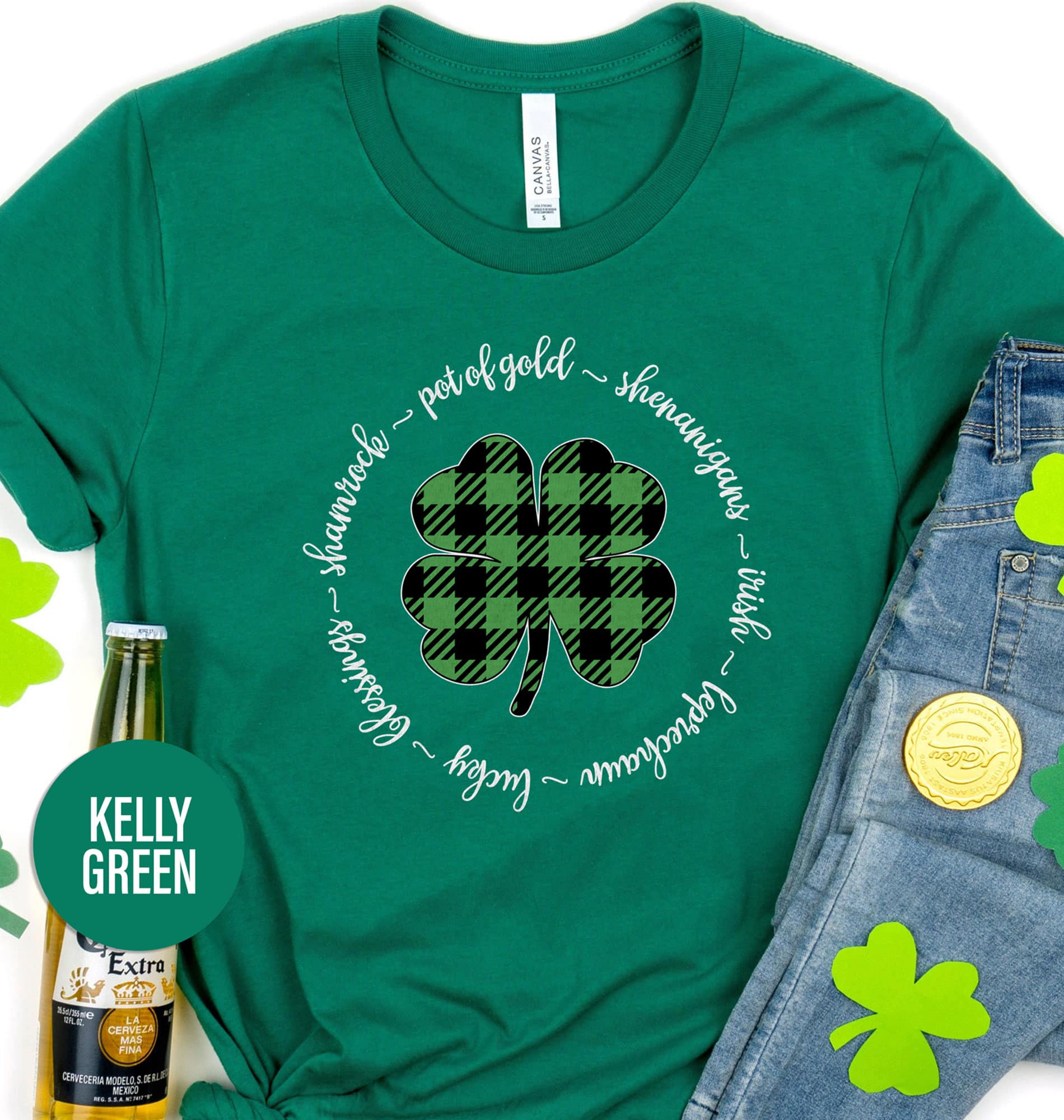 Plaid Four Leaf Clover St. Patrick’s Day T shirt