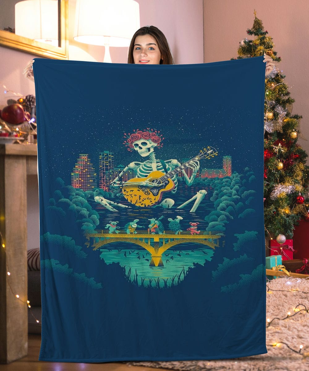 Playing Guitar Skeleton Grateful Dead Blanket