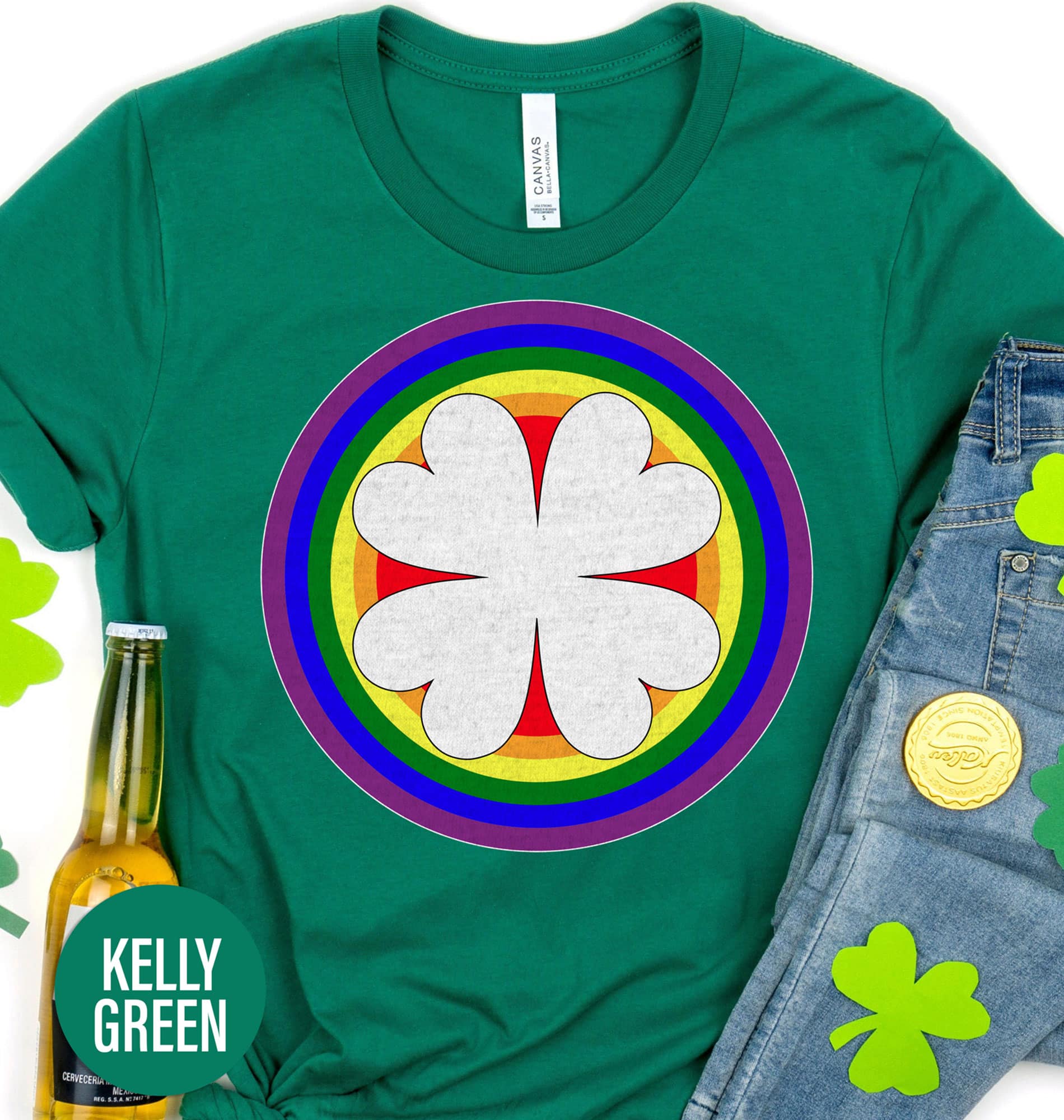 Rainbow Bullseye Clover St. Patrick’s Day T shirt