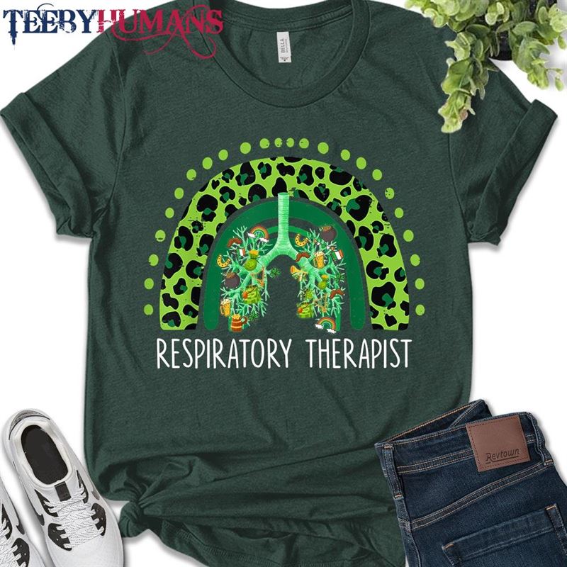 Rainbow St Patricks Day Respiratory Therapist Shirt Paddy Lucky Shamrock Therapis Classic Sweatshirt