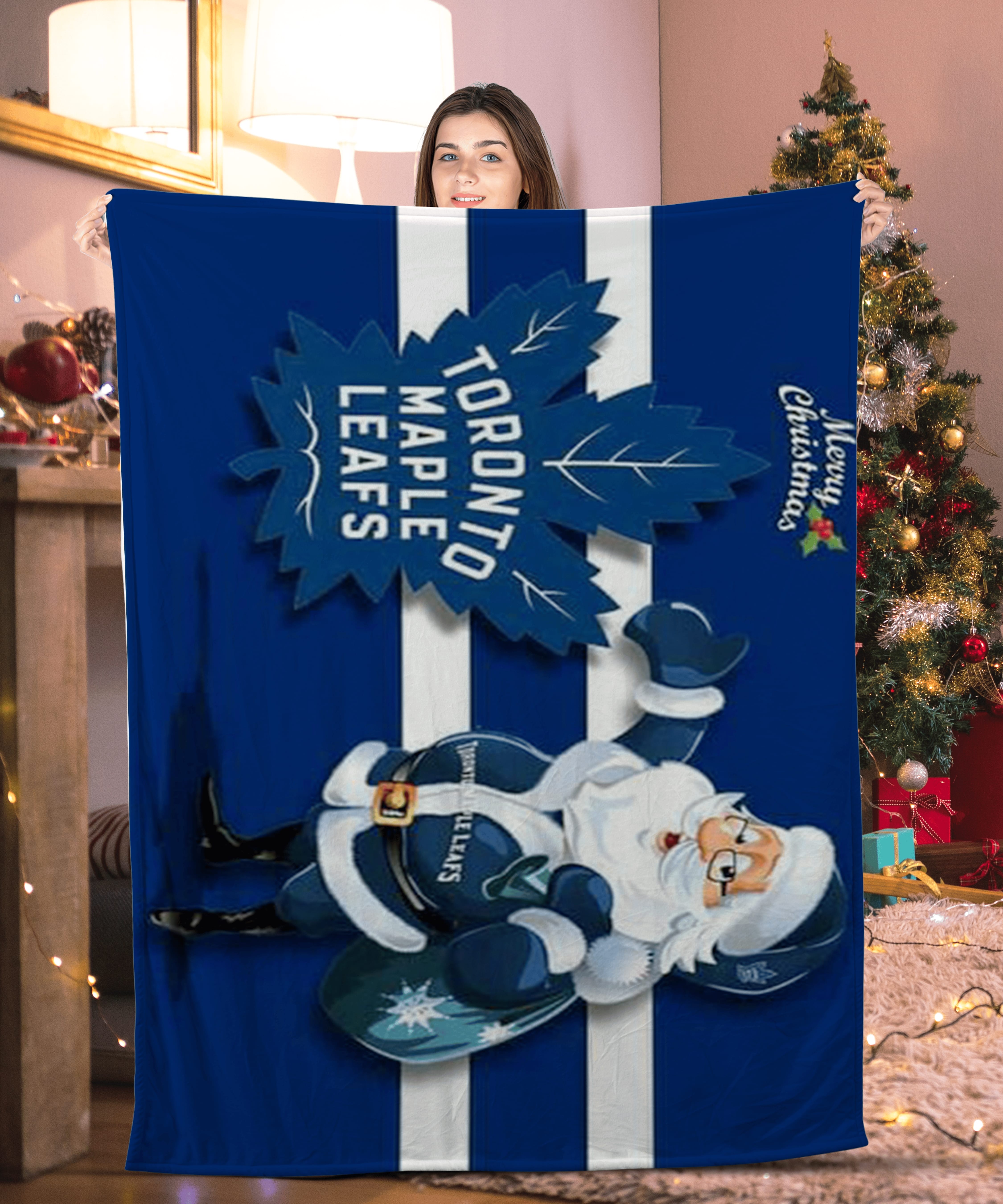 Santa Merry Christmas Toronto Maple Leafs Blanket