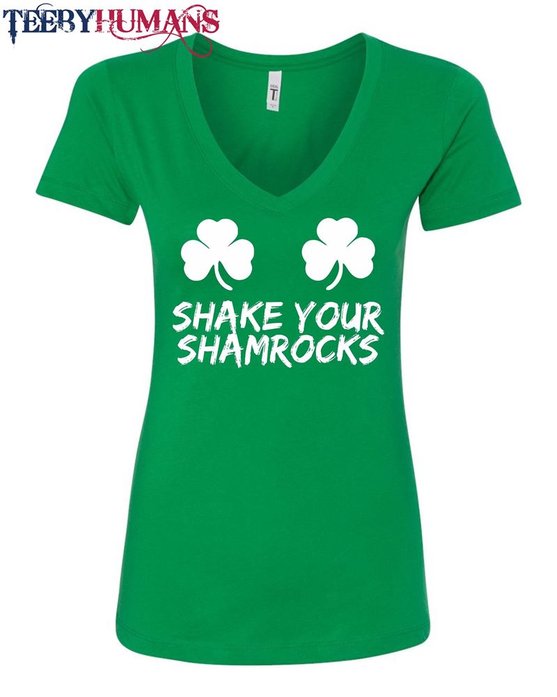 Shake Your Shamrocks Funny St Patrick’s Irish Drinking Women V Neck T-Shirt Hoodie