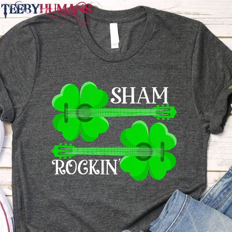 Shamrockin Guitar Shirt Funny St Patricks Day Hoodie Unisex