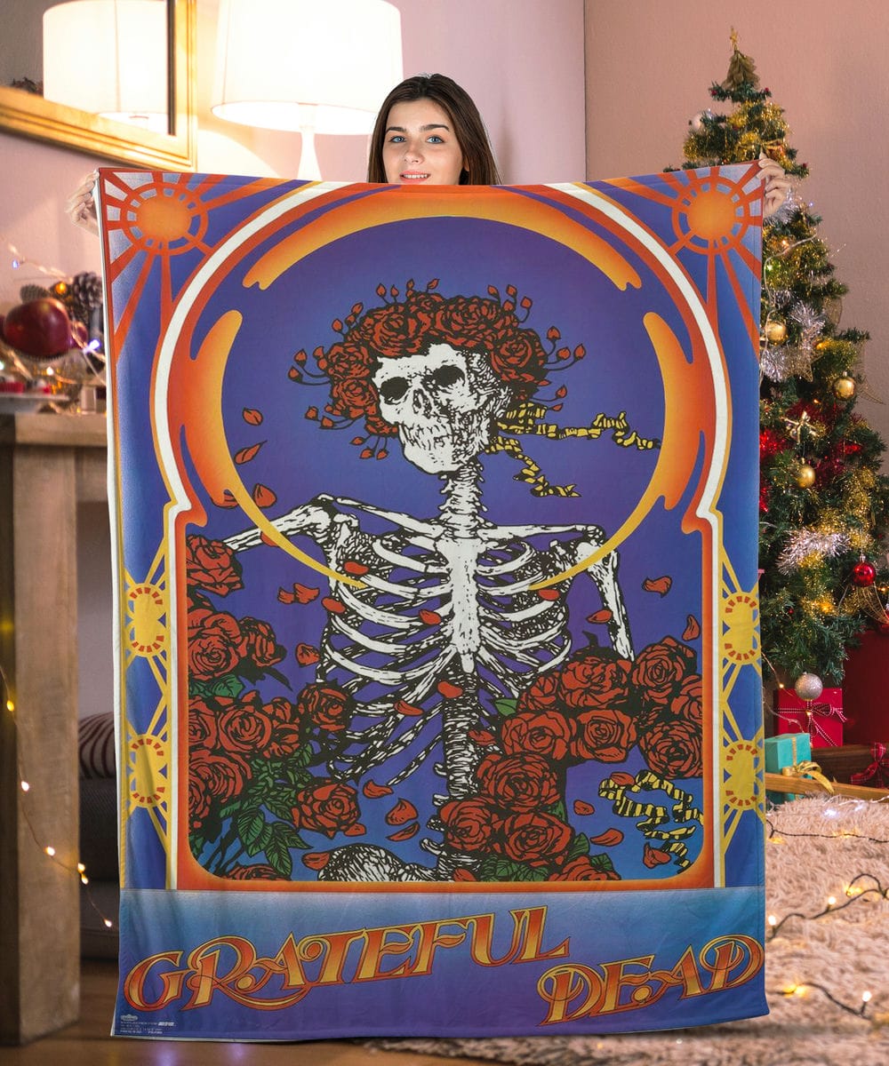 Skeleton & Roses Grateful Dead Blanket