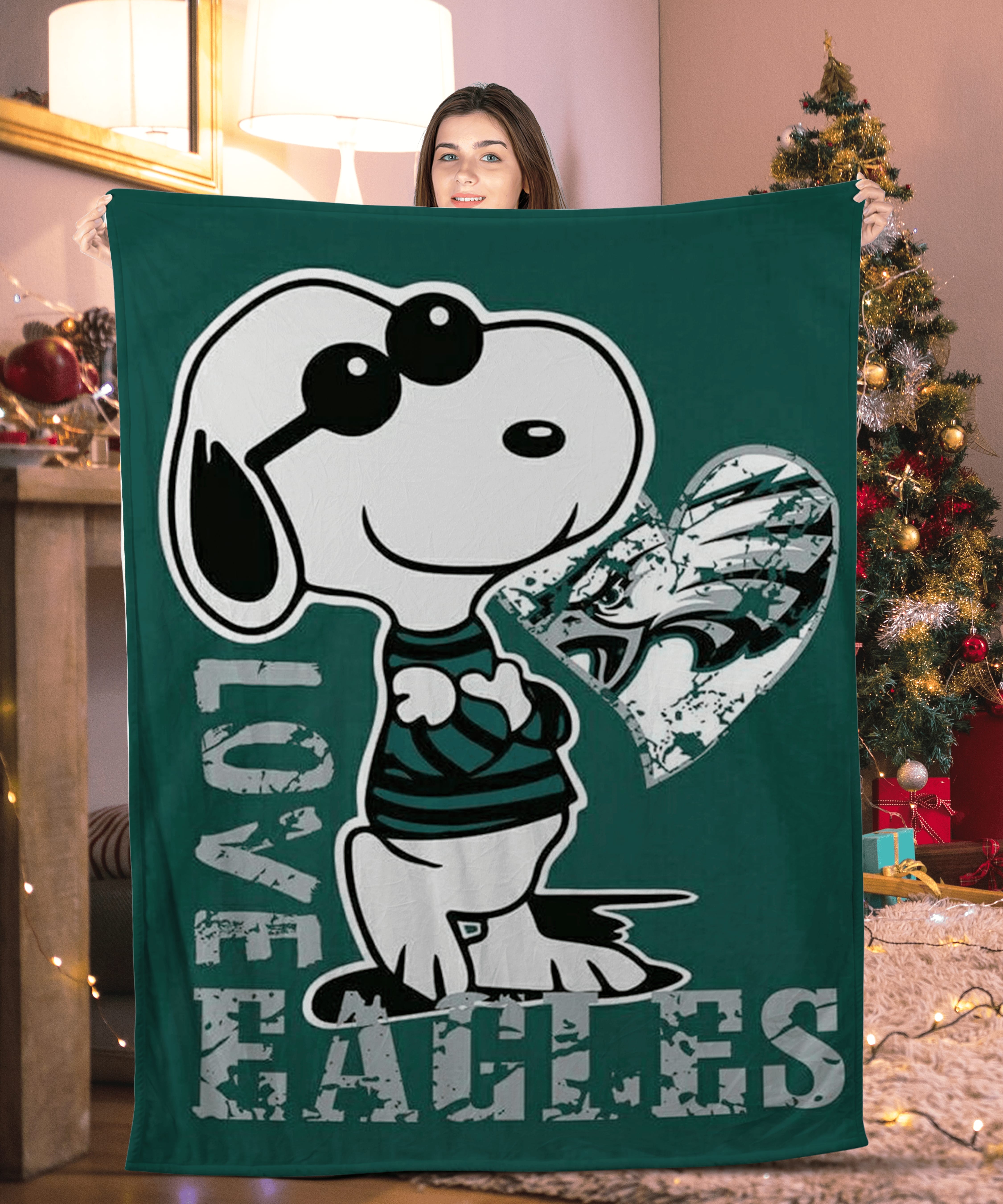 Snoopy Love Philadelphia Eagles Blanket