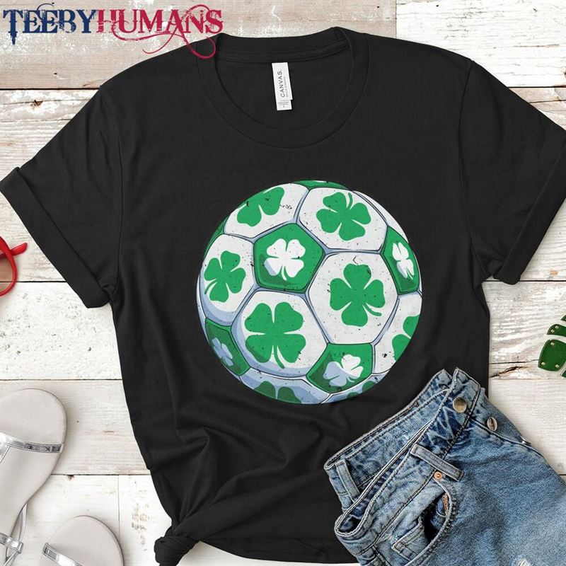 Soccer Ball Shamrock St Patricks Day Boys Girls Men Sports T-Shirt Hoodie Unisex