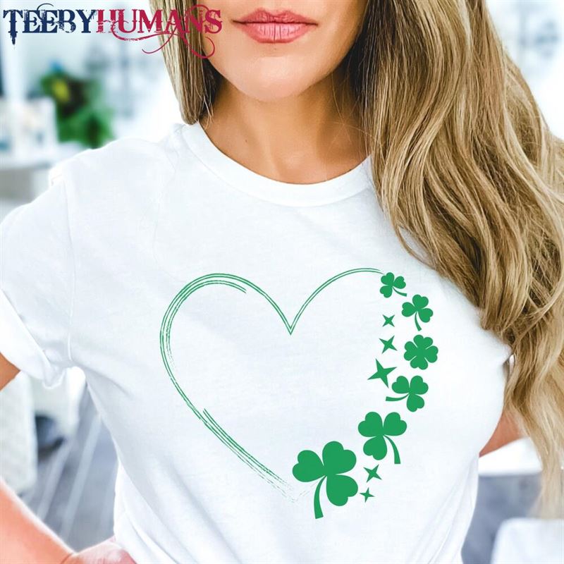 St Patrick Day Shirt Heart Shamrock Love T-Shirt Unisex