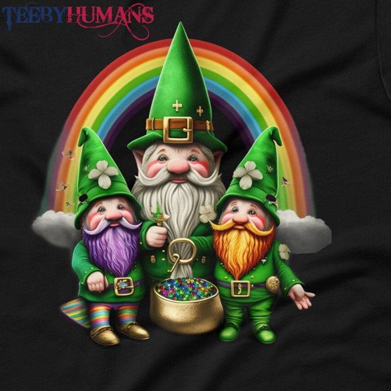 St Patrick’s Day Gnomes Shirt Rainbow Pot Of Gold Happy Unisex Classic