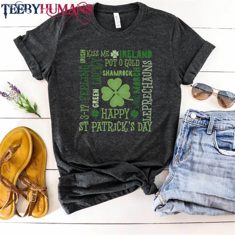 St Patricks Day Shirt Pattys Four Leaf Clover Tee Classic Unisex