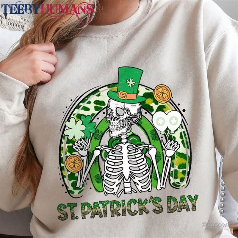 St Patrick’s Day Skeleton Sweatshirt Shirt Unisex