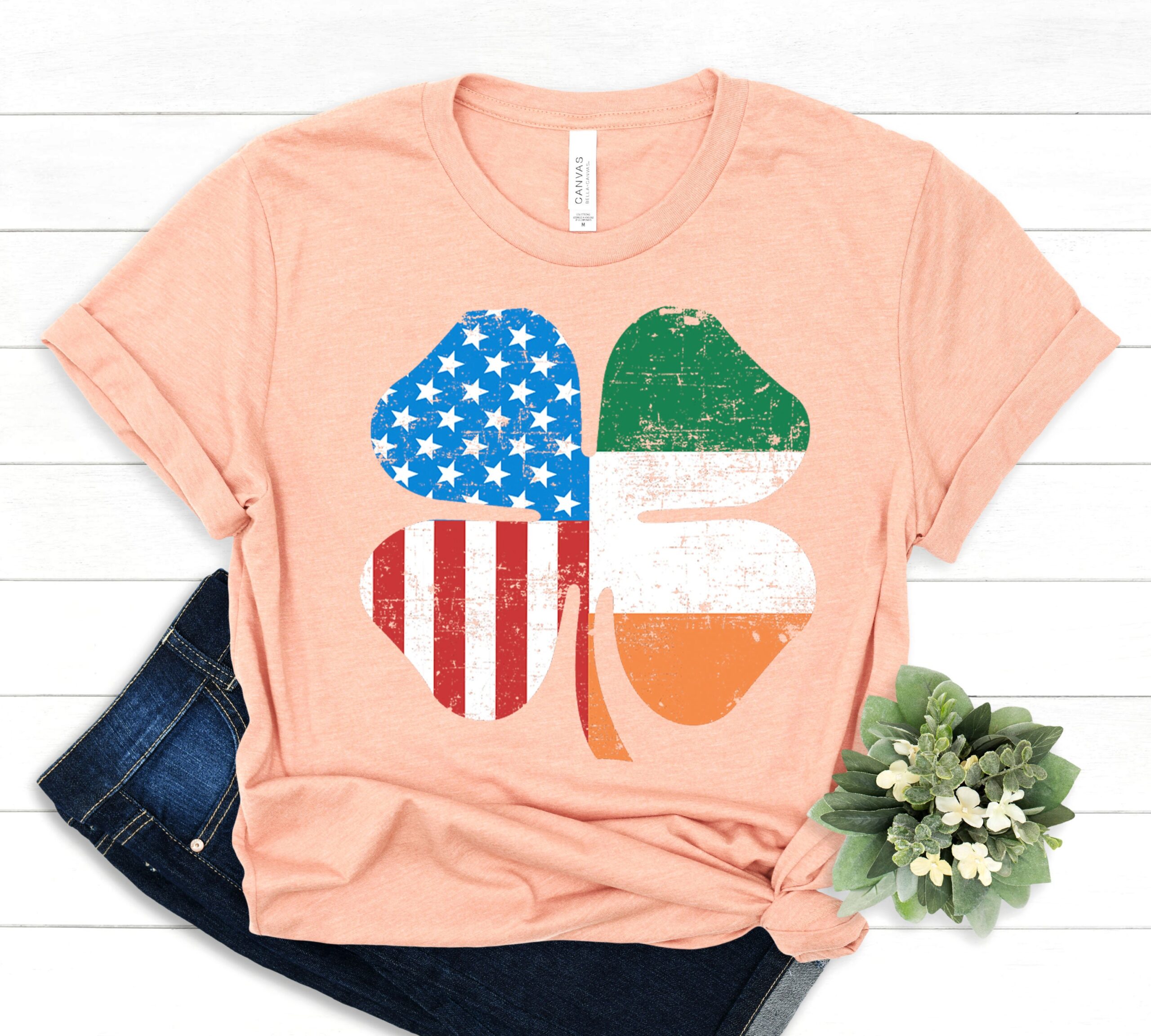 St Patrick’s Day USA Irish Clover American Flag Shirt