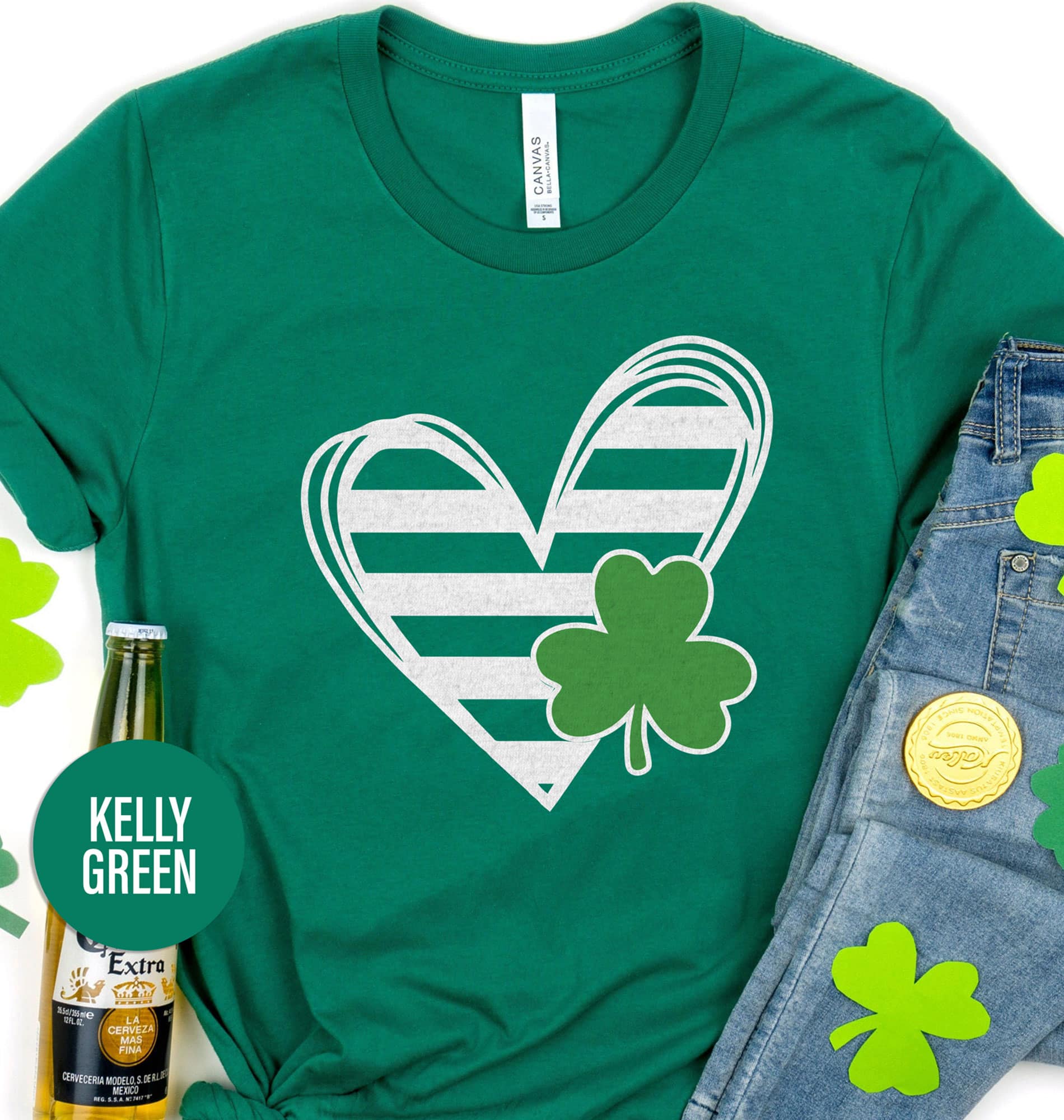 Striped Heart Clover Tee St. Patrick’s Day T shirt