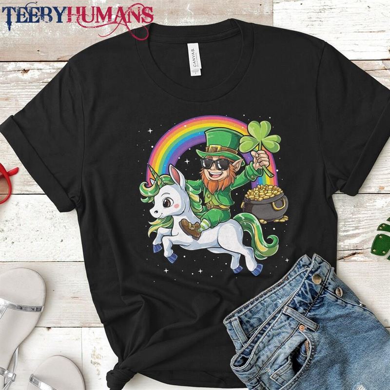 Unicorn St Patricks Day Girls Women Leprechaun Shamrock T-Shirt Hoodie Sweatshirt