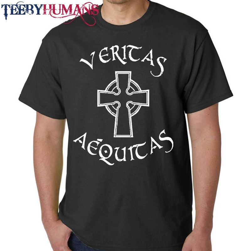 Veritas Aequitas T-Shirt Irish Cross Catholic Tee St Patricks Day Free Shipping Sweatshirt