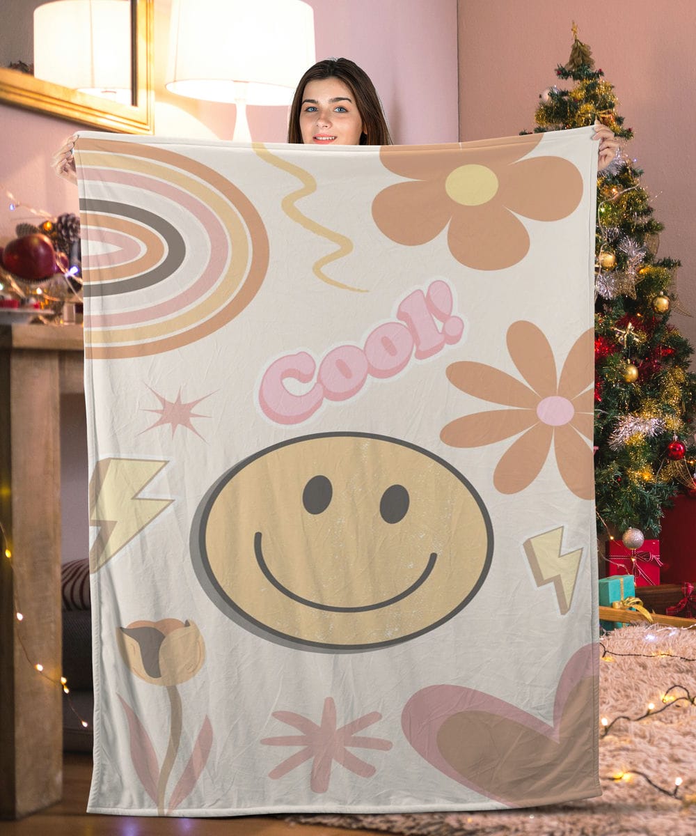 Vintage Color Cool Smiley Face Blanket