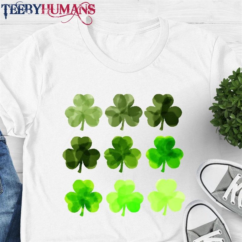 Watercolor Clovers Shirt Shamrock Tee St Patricks Day Hoodie T-Shirt