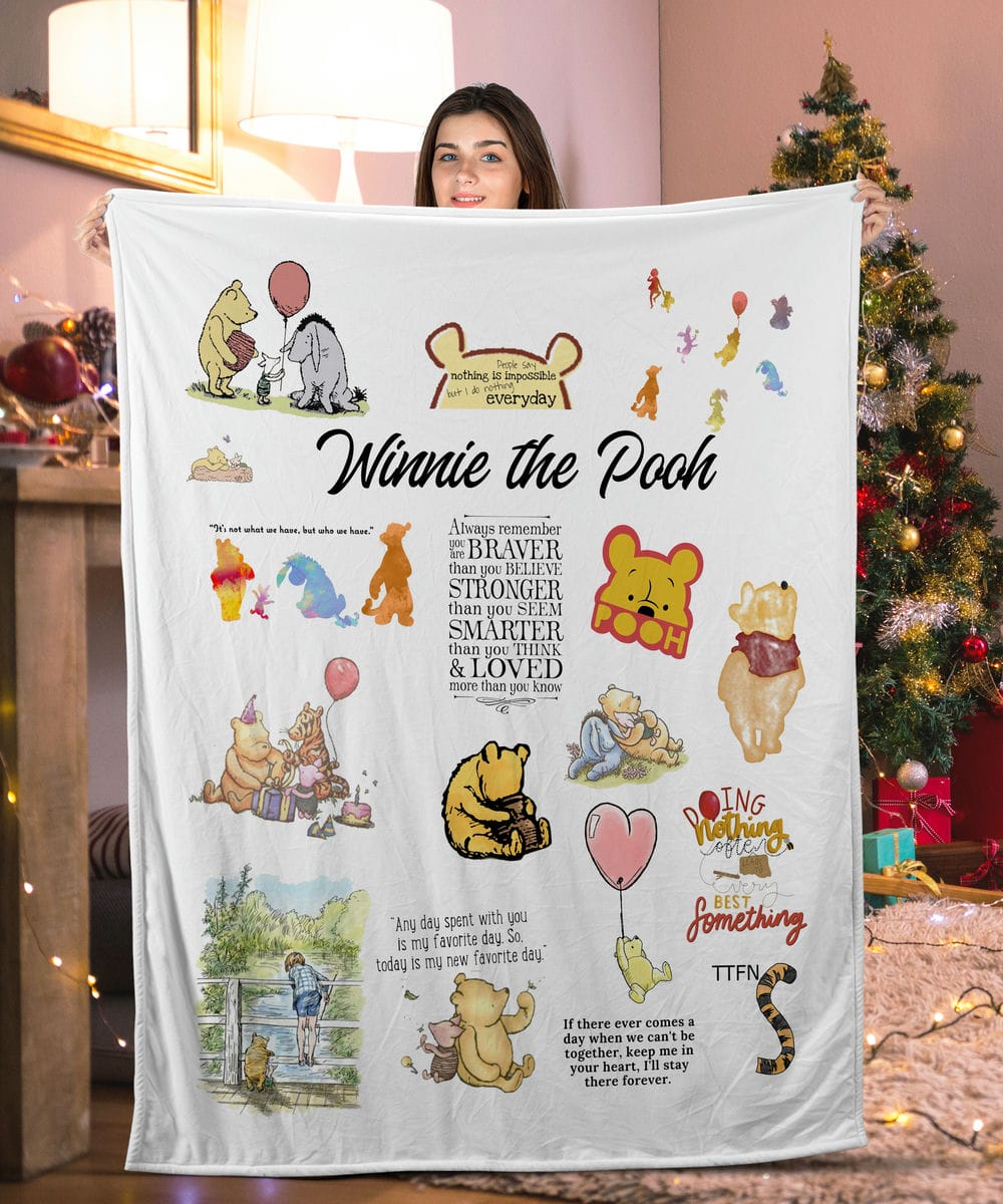 Winnie the pooh cute sticket Blanket