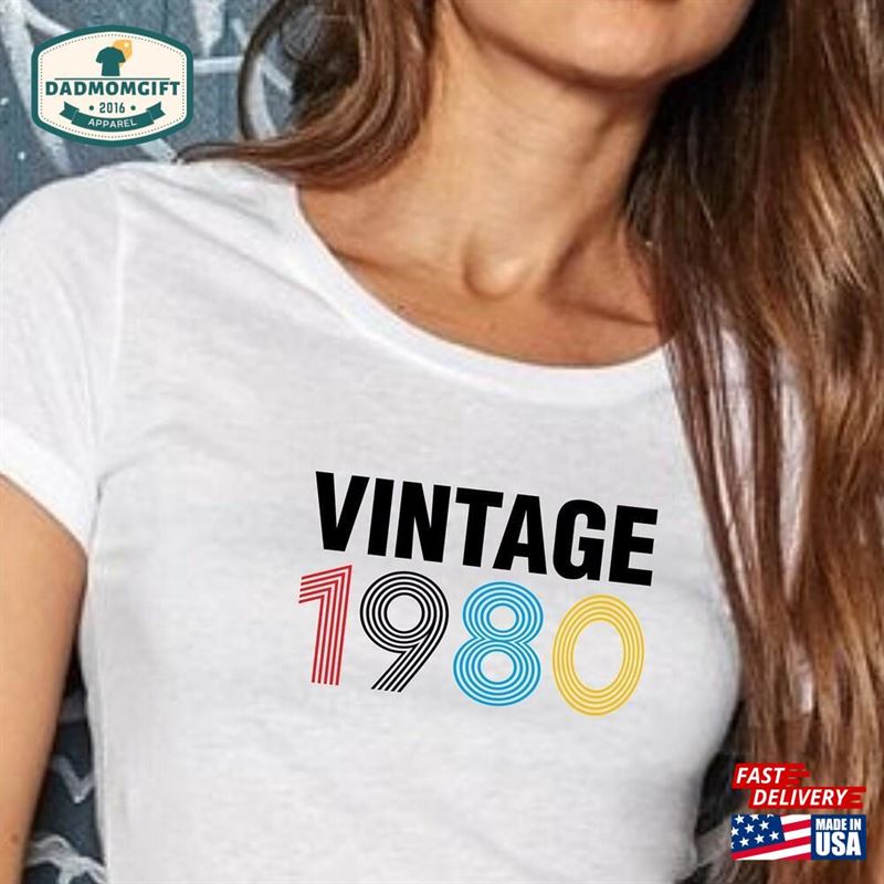 41St Birthday Gift For Women Vintage 1980 Distressed Retro Fade Classic Unisex