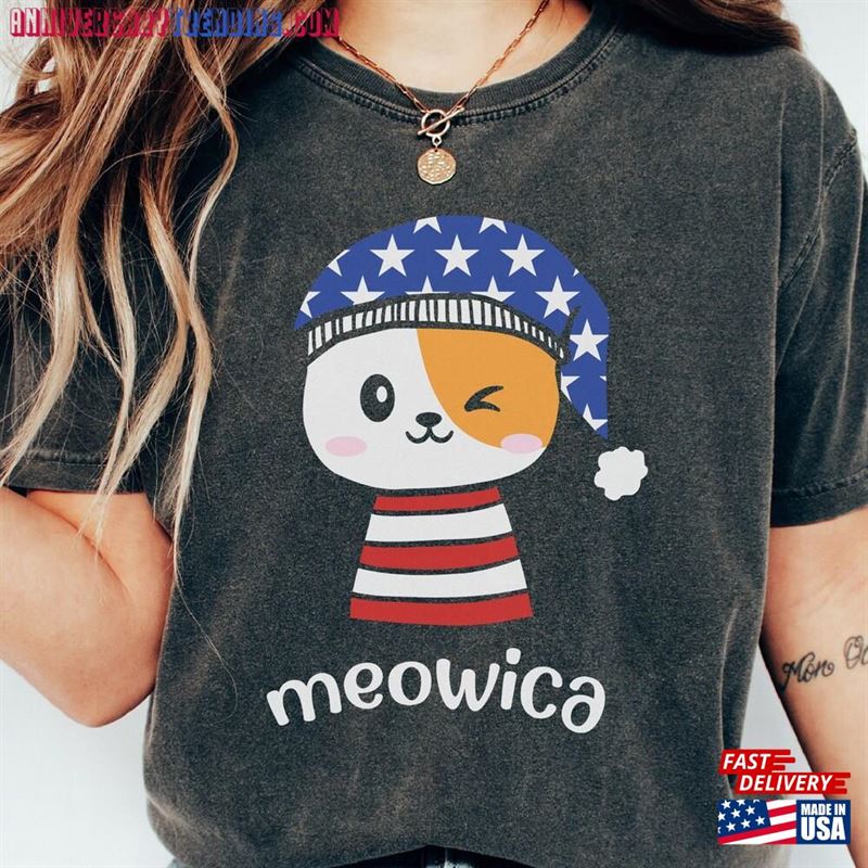 4Th Of July Meowica Kitty Shirt Gift Patriotic Cat Hoodie Unisex – Bipubunny Store