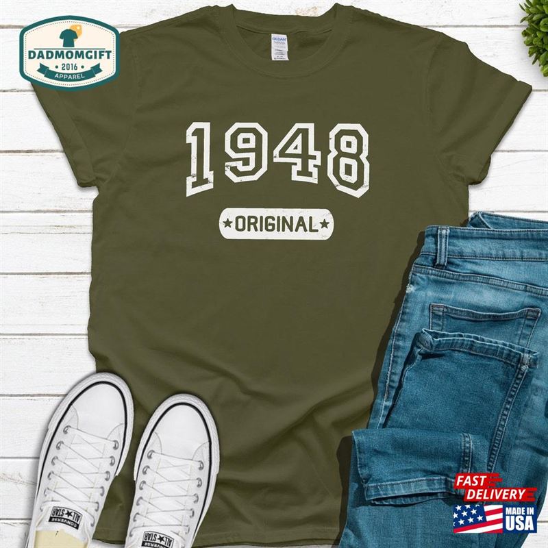 75Th Birthday Gift Varsity Shirt Born In 1948 Tee T-Shirt Sweatshirt