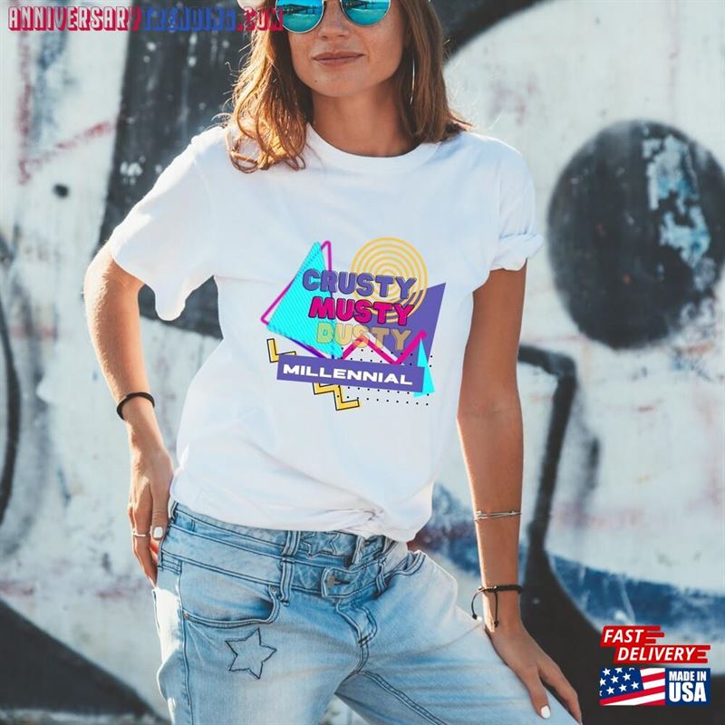 90S Nostalgia T-Shirt Vintage Design Tee Shirt Crusty Millennial For Women Hoodie – Bipubunny Store