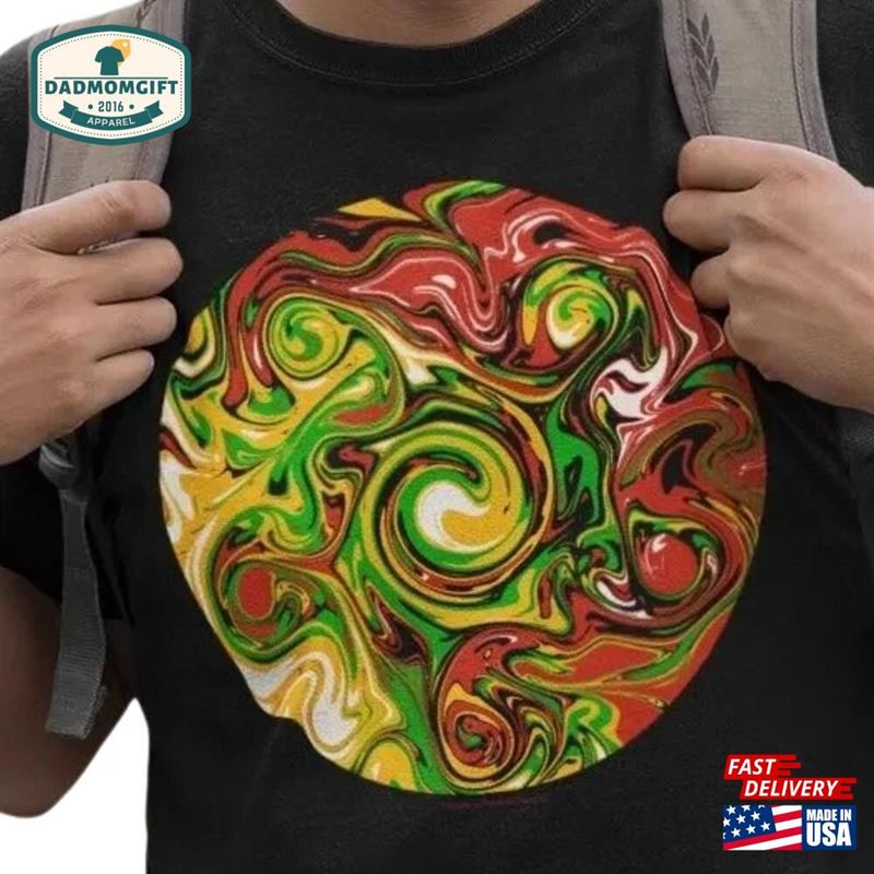 Abstract T-Shirt Multi Color Sphere Graphic Design Unisex Short Classic