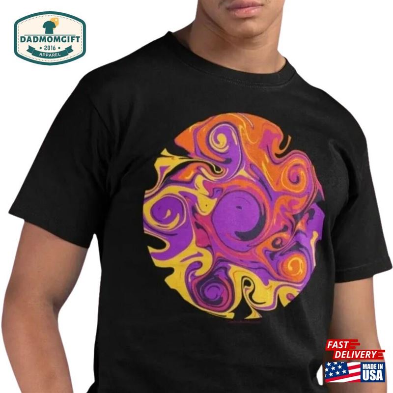 Abstract T-Shirt Multi Color Sphere Graphic Design Unisex Short Classic