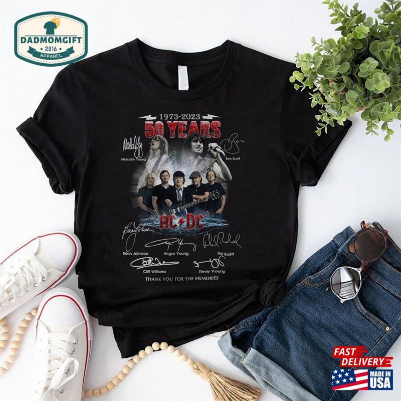 Ac Dc 50 Years Anniversary Past Present Members T-Shirt Unisex