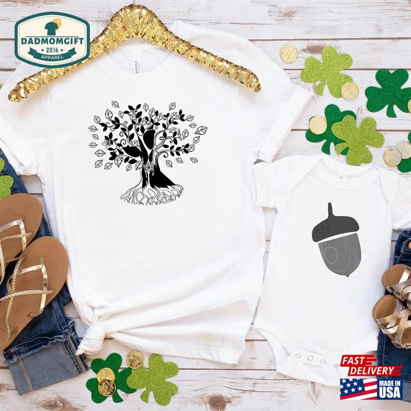 Acorn Oak Tree Matching Dad And Baby Shirts Set Of Father’s Day Son Classic Hoodie