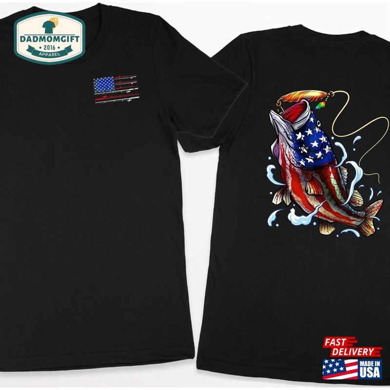 American Bass Fishing Shirt Patriotic Gift For Dad Classic Sweatshirt