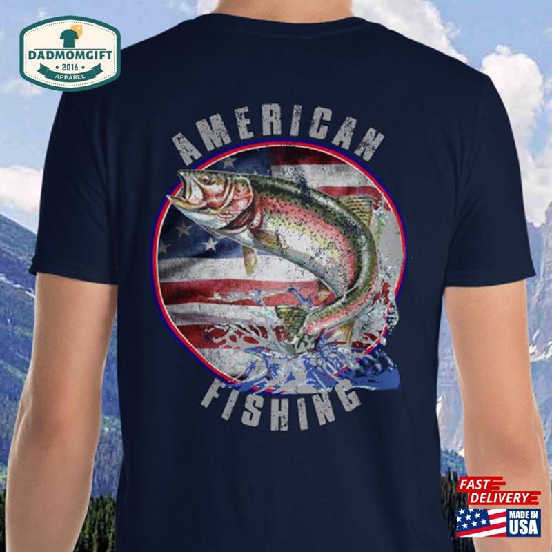 American Flag Fishing Shirt Fly Art Shirts Hoodie T-Shirt